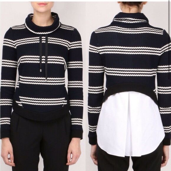 Veronica Beard Kensington Sweater Size M Striped Knit Layered Look Pullover - Picture 1 of 8